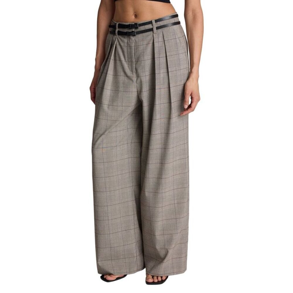 Kenneth Cole Womens  High Rise Fly Front Double Pant, Tan